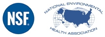 NSF International logo and the National Environmental Health Association logo